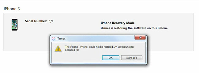 iTunes error 9 notification