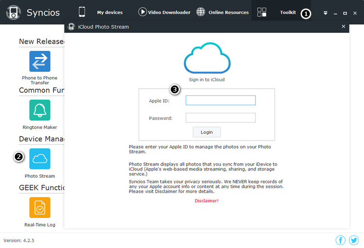 Step 3: Download iCloud's photo stream to Windows PC.