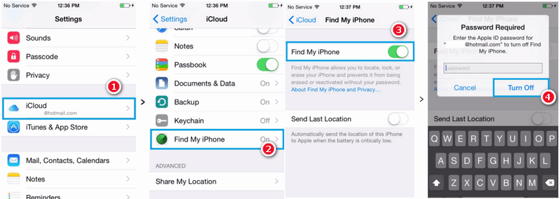 disable find my iphone from computer