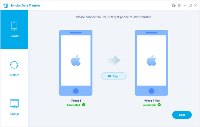 syncios iphone transfer interface