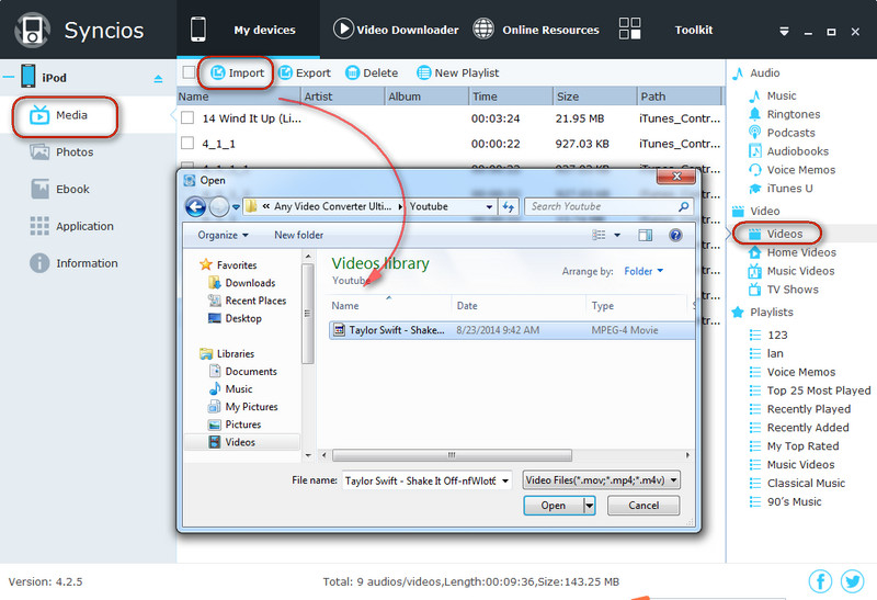 Transfer Video from pc to iPad air with Syncios