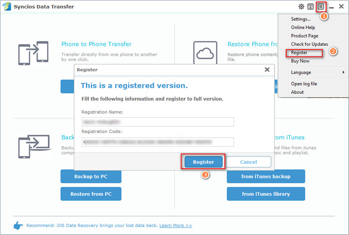 register syncios data transfer windows version