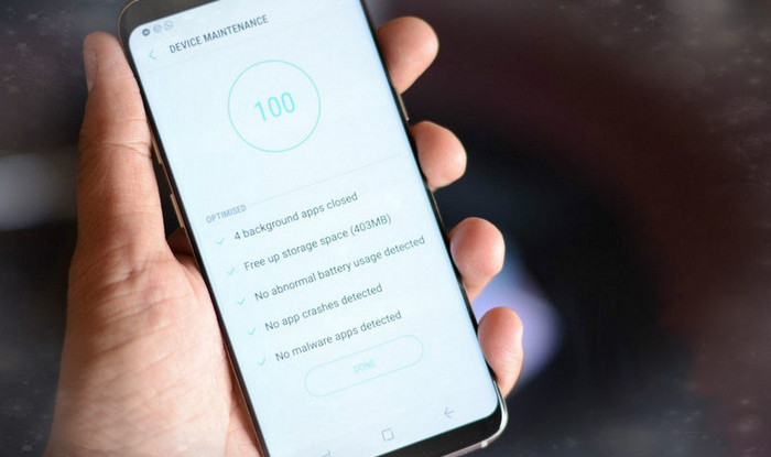 Device maintenance settings on on Samsung Galaxy S9