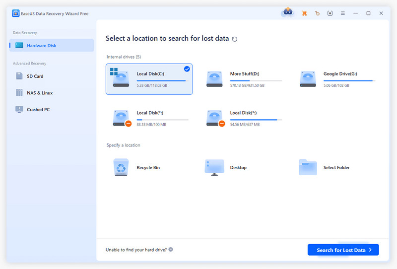 data recovery software for windows: EaseUS Data Recovery