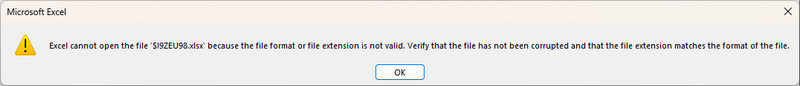 excel cannot open
