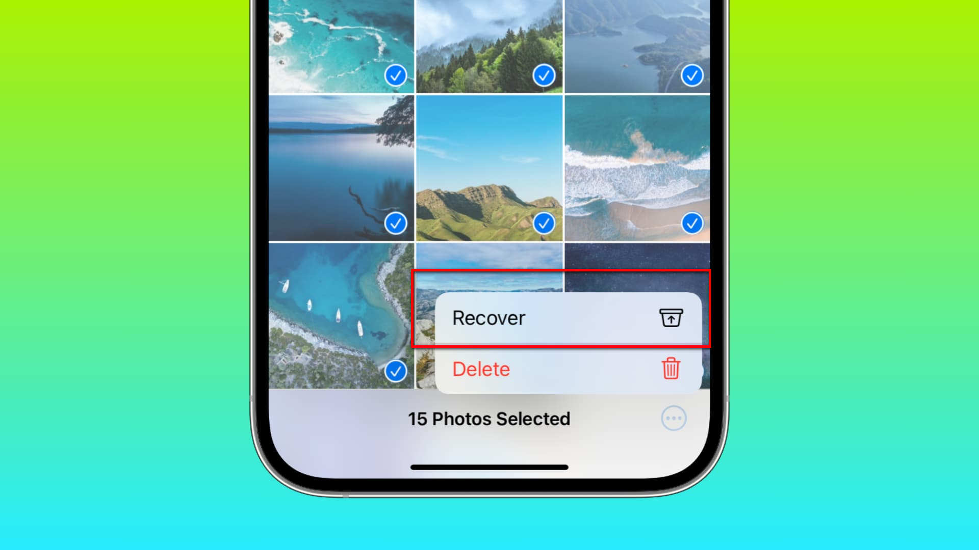 recover deleted photos with default recycle feature