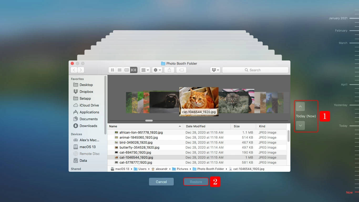 recover deleted photos with Time Machine