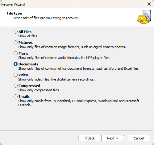 recover file with recuva