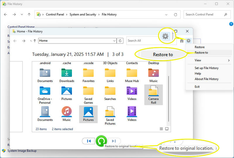 recover deleted files from file history