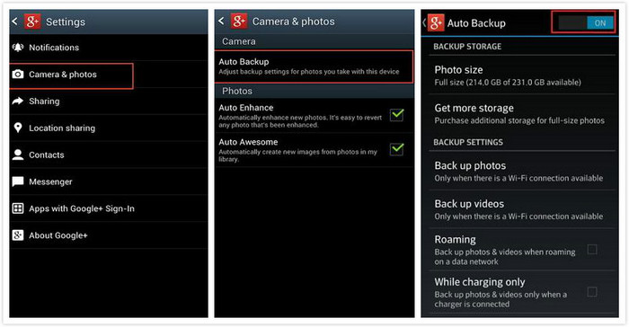 Backup Android Photos to Google Plus