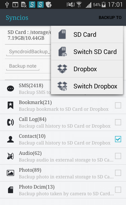 Backup android to dropbox