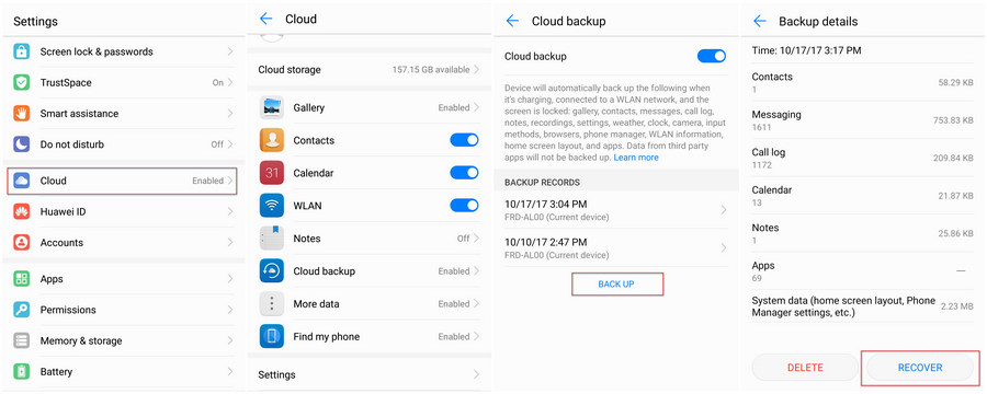 backup Huawei Mate 10 to cloud