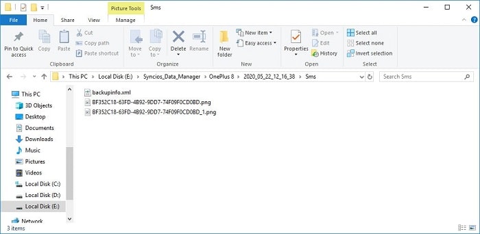 open OnePlus 8/8 Pro messages backup folder