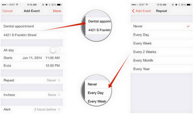 create a calendar event on iPad