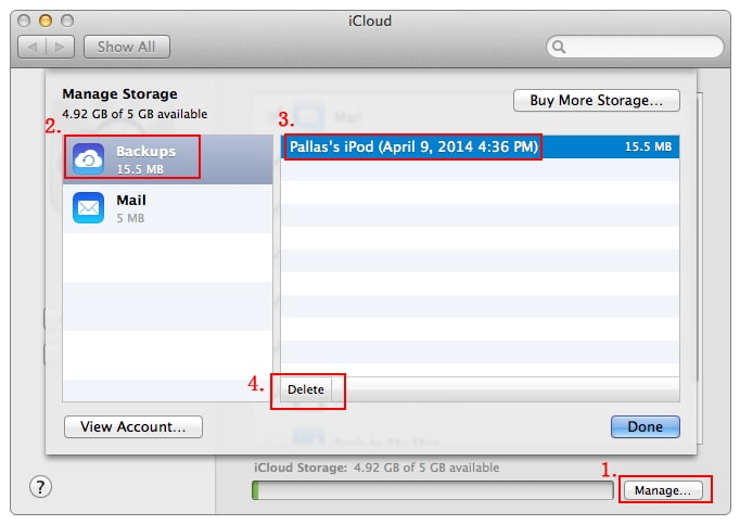 Delete iCloud backups On Mac Computer