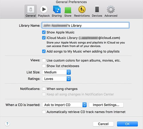 enable icloud music library