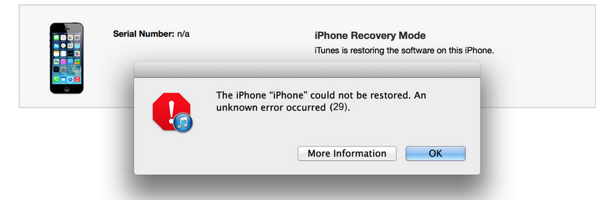 fix iTunes error 29