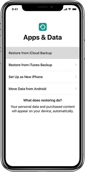 setup restore icloud backup to iphone 11