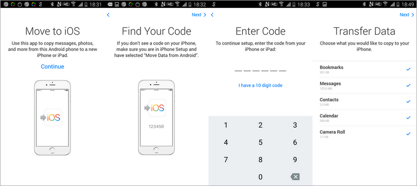 android to iPhone XS transfer