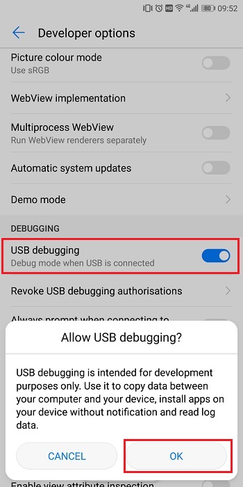 Open USB Debugging Mode Huawei Nova 2S
