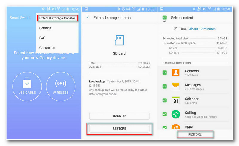 restore Samsung Galaxy Note 8 from SD card