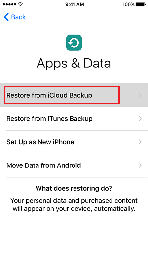 restore iPad data to iPhone 8 with iCloud