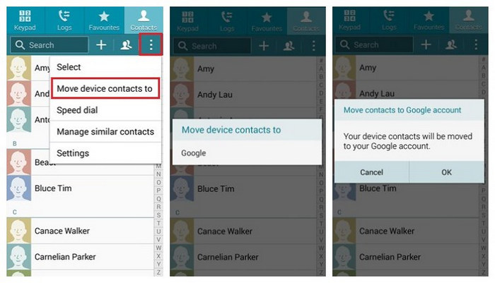 Samsung Contacts to Google