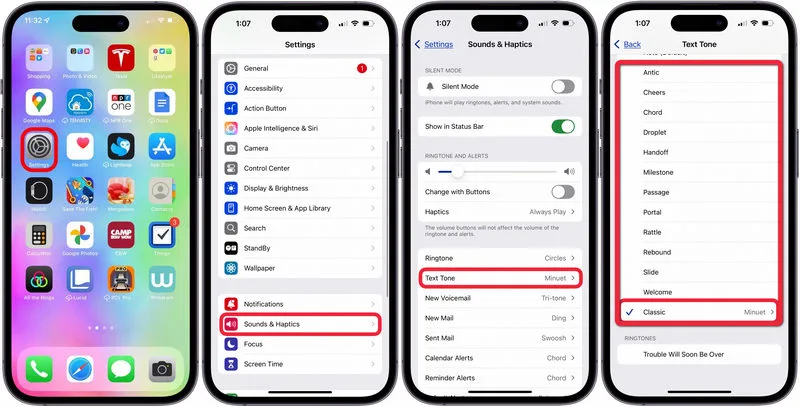  set custom text tone iphone