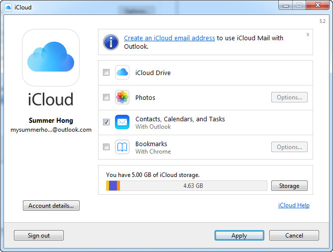 add icloud contacts to outlook for mac