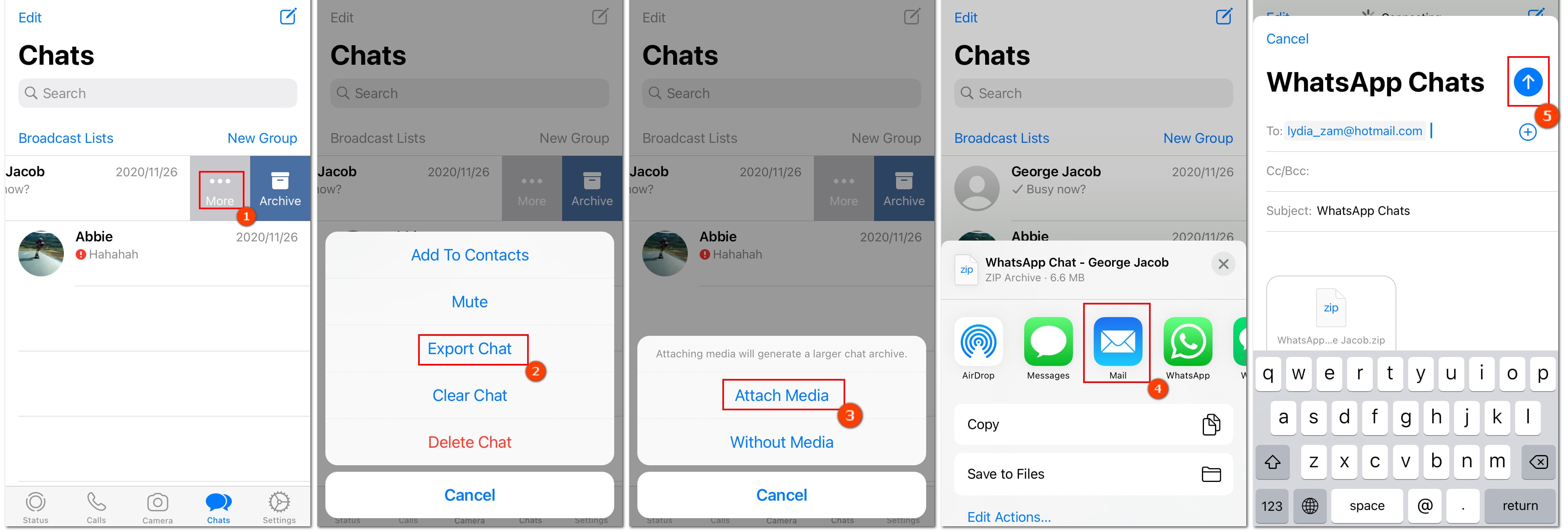 transfer whatsapp from iphone to android via email