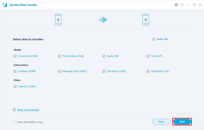 Select Samsung data to Huawei mate 20