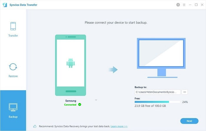 one-click backup Samsung Galaxy Note 8