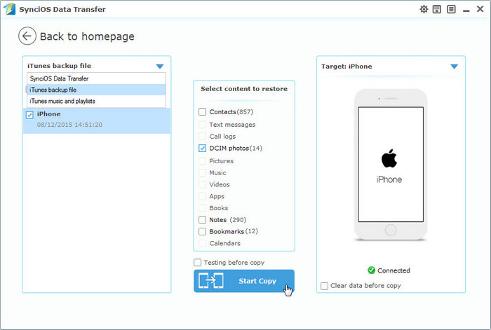 syncios data recovery view files