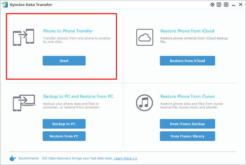 phone to phone transfer selected