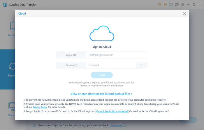 log in with icloud