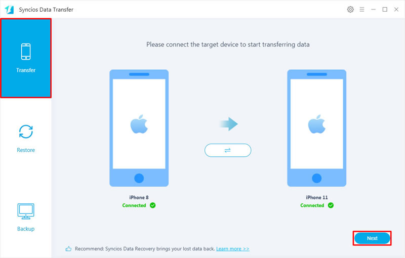 syncios data transfer from pc to iphone