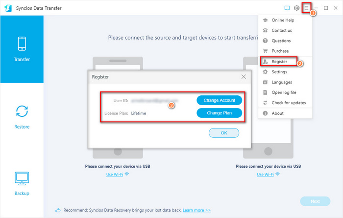 bypass syncios data transfer