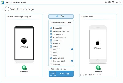 transfer Android phone bookmarks to iPhone
