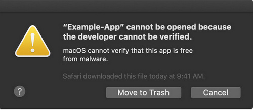 cannot open app isn’t signed by an identified developer