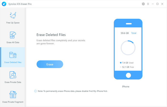 Erasing iPhone deleted files