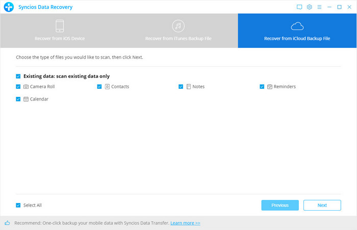 syncios data recovery view files