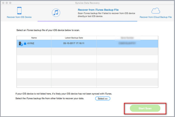 iTunes backup file list