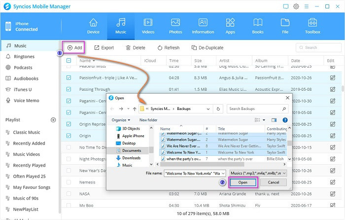 transfer music to iPhone using Syncios Mobile Manager