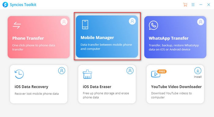 start up mobile manager to transfer data 