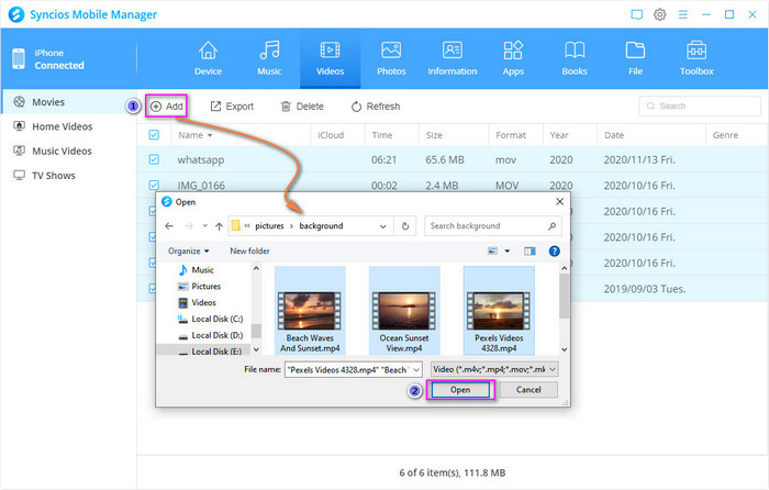 import videos from PC to iPhone