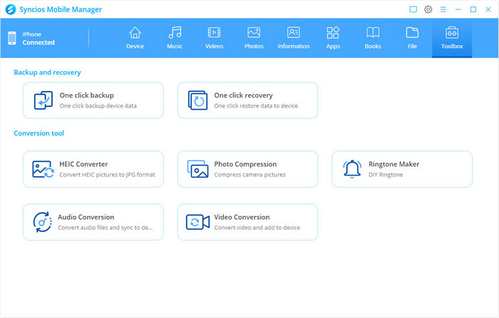 1-Click Backup and Restore via Syncios