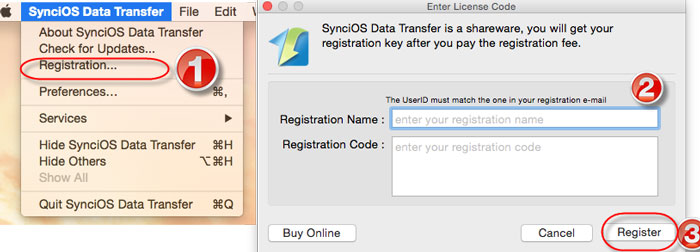 syncios data recovery registration name and code