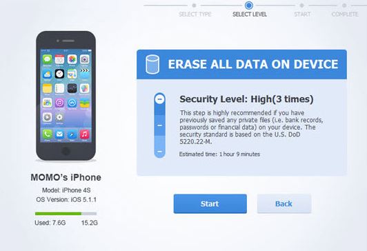 Eraser iPhone data