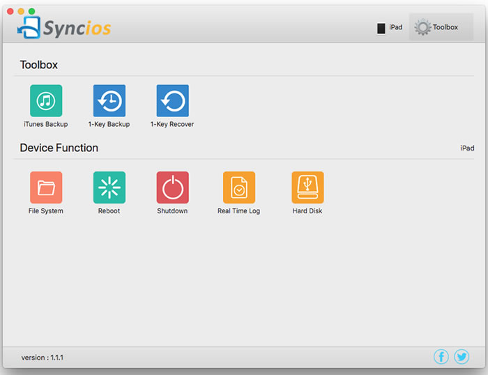 Syncios Manager for Mac V1.1.1 toolkit