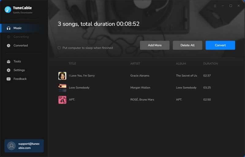 start to convert Spotify Songs